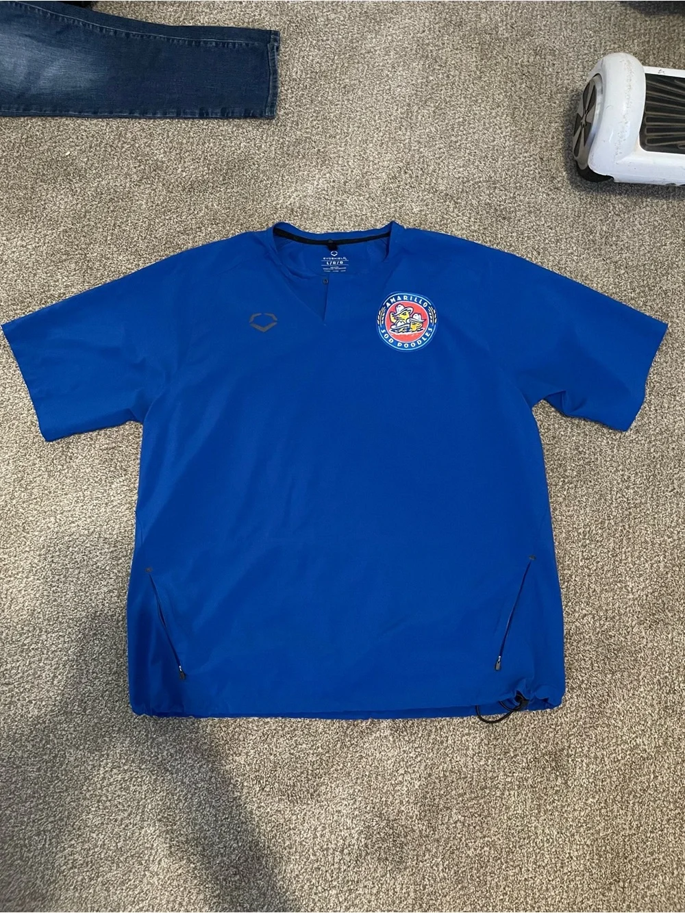Blue Short Sleeve Pullover with Crew Patch